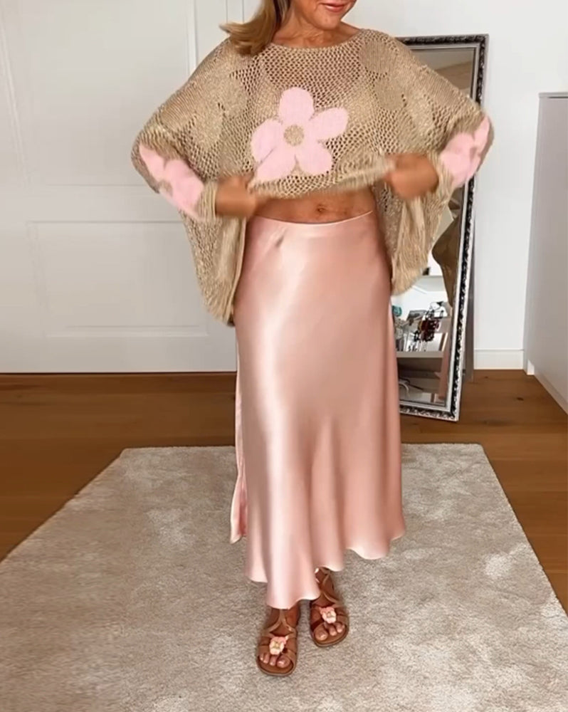 Elegante rok met effen kleur en plooien