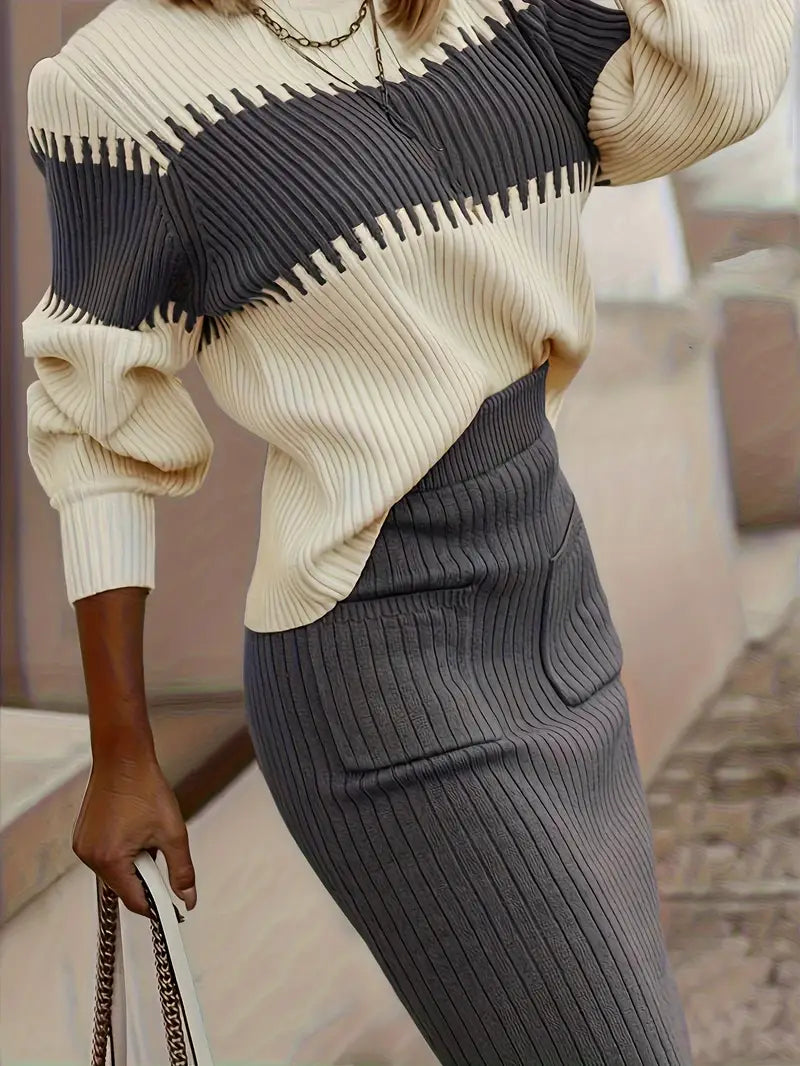 Casual Gebreide Trui & Rok Set