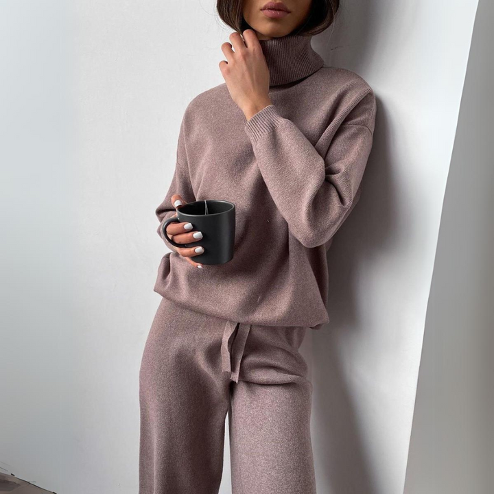 Sarah 2-delig Set – Coltrui & Wijde Broek van 100% Katoen | Stijlvol & Comfortabel voor Koele Dagen