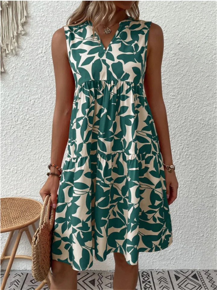 Juliette Mouwloze Bloemenprint Vloeiende Zomerjurk