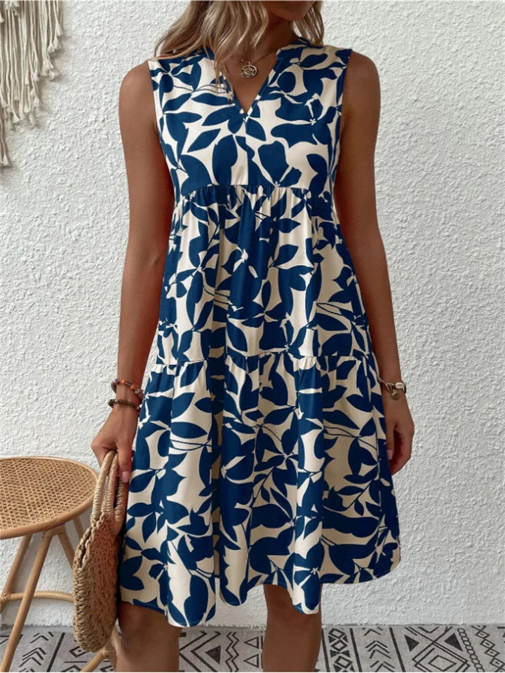 Juliette Mouwloze Bloemenprint Vloeiende Zomerjurk