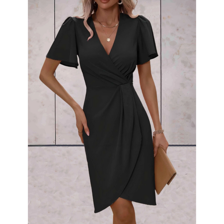 Evelina Wikkeljurk voor Dames | Elegante V-Hals Jurk met Vloeiende Mouwen & Comfortabele Pasvorm