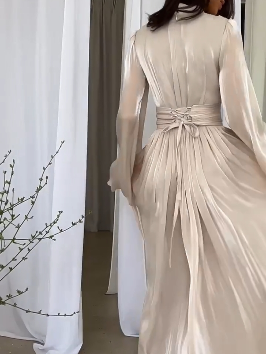 Pernille | Elegante Maxi Abaya Jurk met Strikceintuur