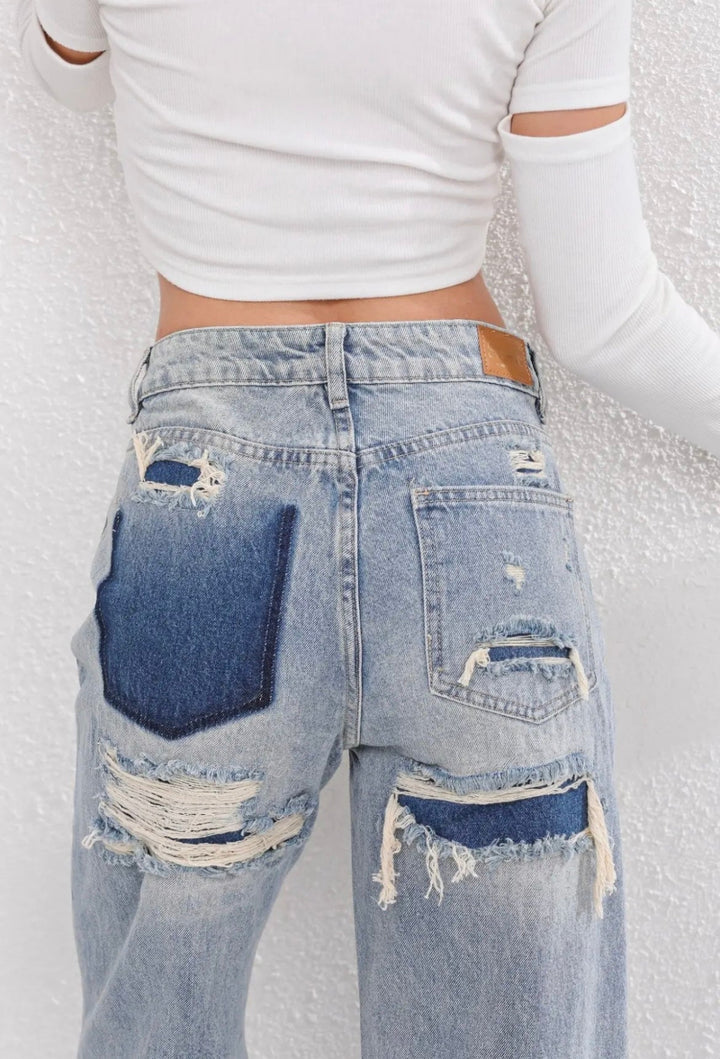 Becky Straight Leg Jeans | Hoge taille met gescheurde details
