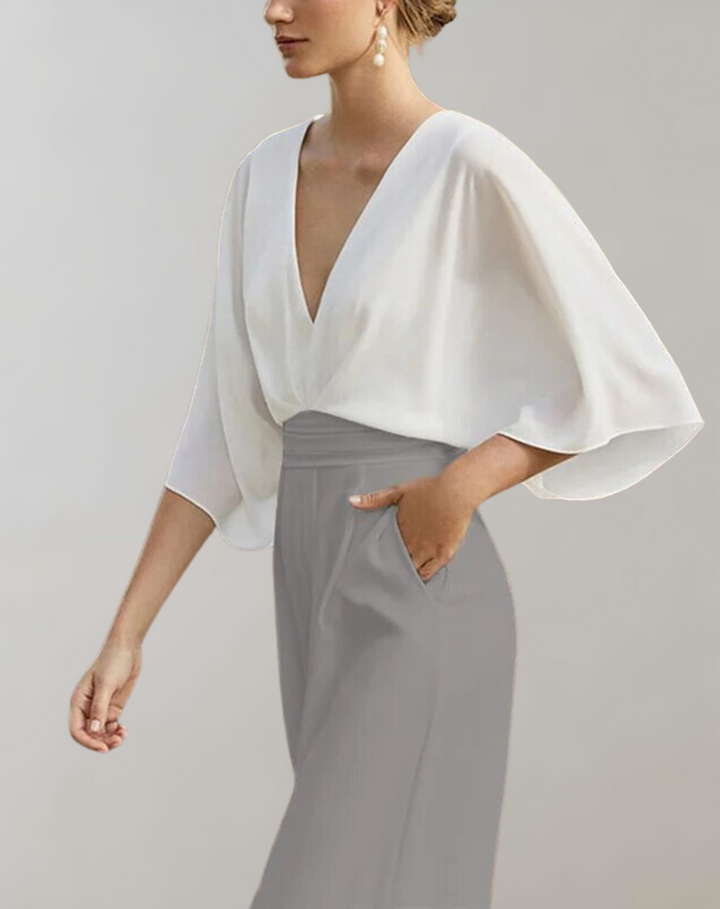 Suzette Elegante Wijd uitgesneden jumpsuit | Verfijning & Absoluut comfort
