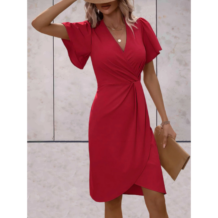 Evelina Wikkeljurk voor Dames | Elegante V-Hals Jurk met Vloeiende Mouwen & Comfortabele Pasvorm