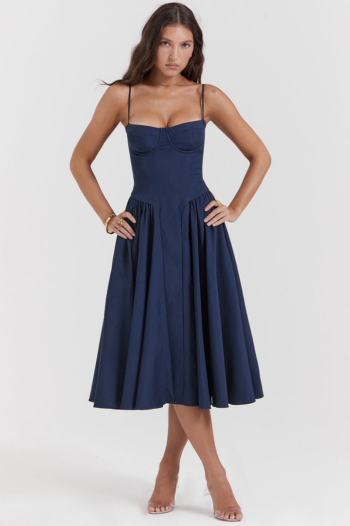 Élodie Grace zomerjurk voor dames | Elegante korsetjurk met bandjes & uitlopende rok