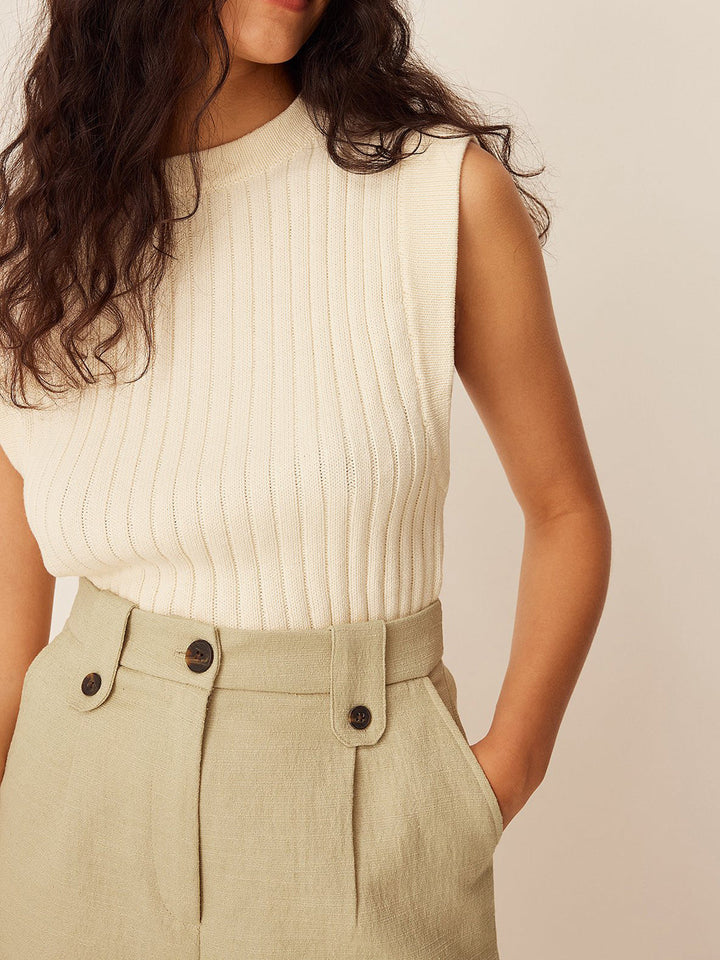 Erelith mouwloze trui met ronde hals - minimalistisch breisel voor veelzijdige laagjeslooks
