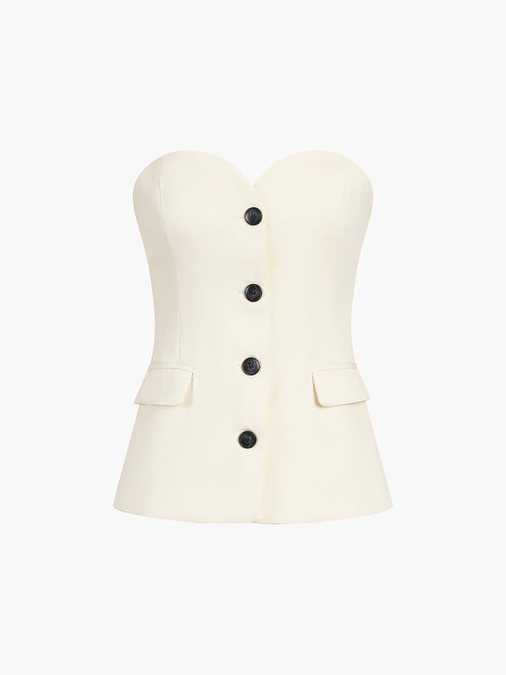 Zaelis Tweedelig Korset-Set – Elegant Tube Top met Bijpassende Broek