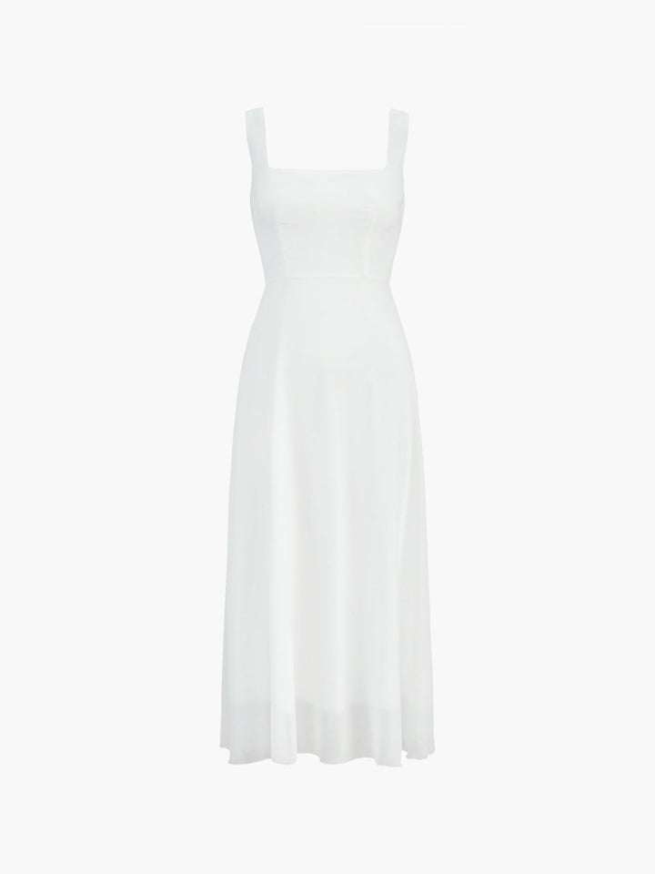 Elegante Midi-Jurk met Vierkante Halslijn voor Tijdloos Raffinement