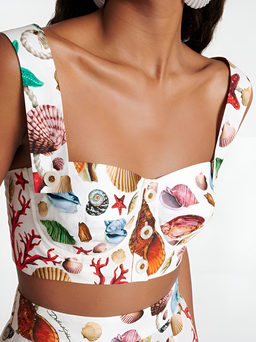 Tweedelige Set met Oceaanprint | Bustier en Maxirok voor een Zomers-Chique Look
