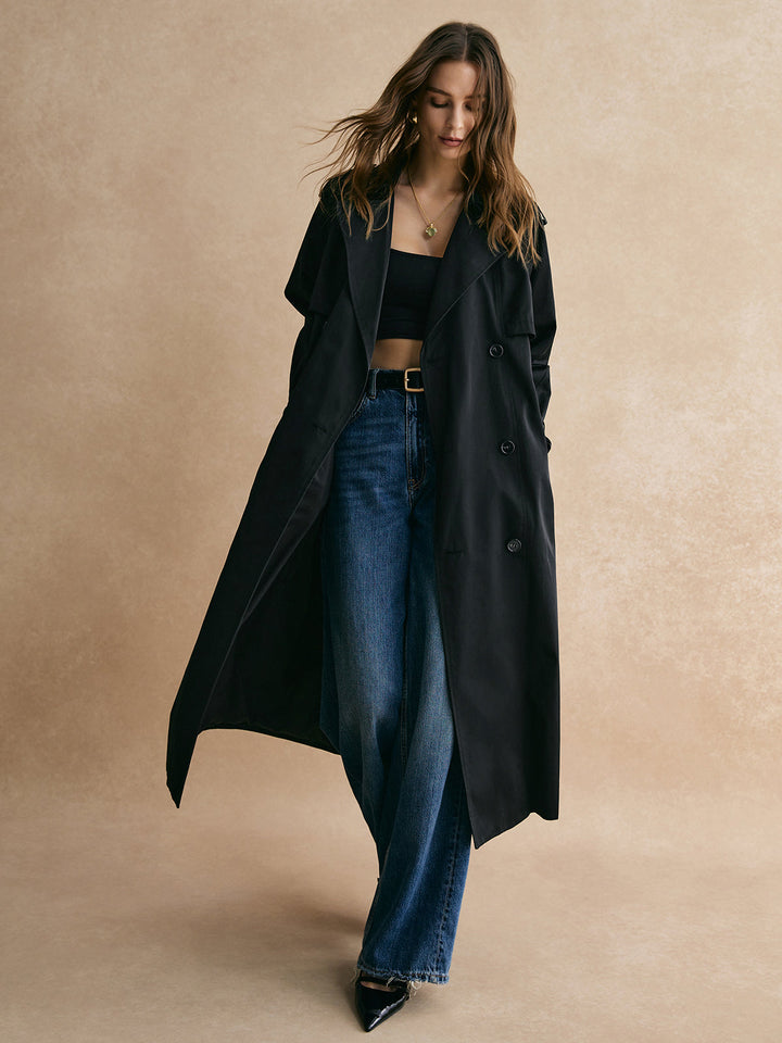 Casual Lange Trenchcoat Met Zakken