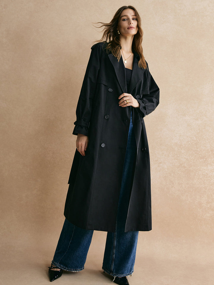 Casual Lange Trenchcoat Met Zakken