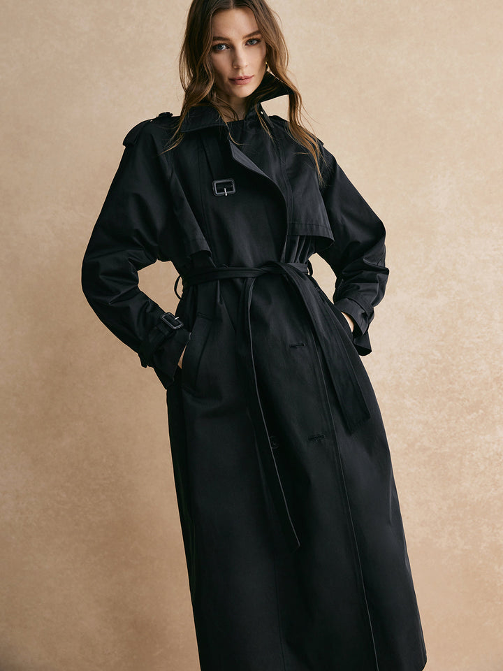 Casual Lange Trenchcoat Met Zakken