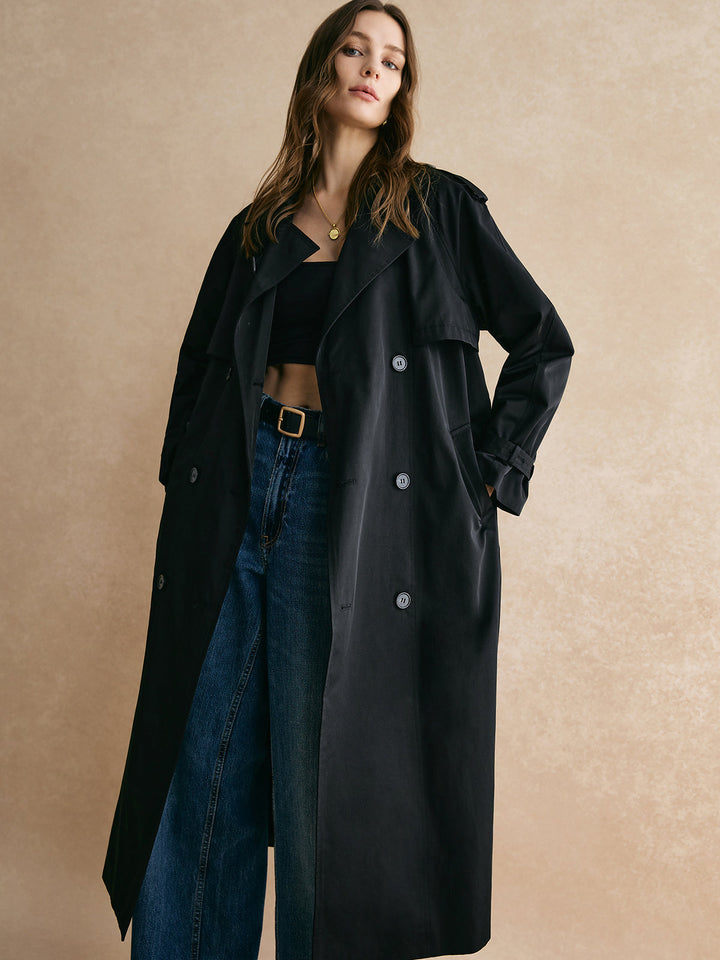 Casual Lange Trenchcoat Met Zakken