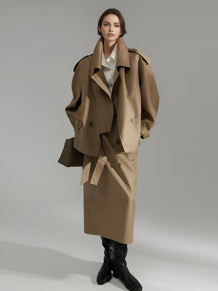 Casual Asymmetrische Trenchcoat Met Revers