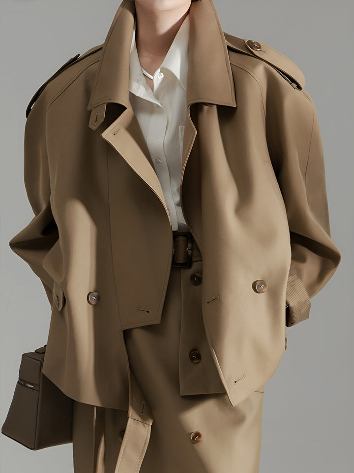 Casual Asymmetrische Trenchcoat Met Revers