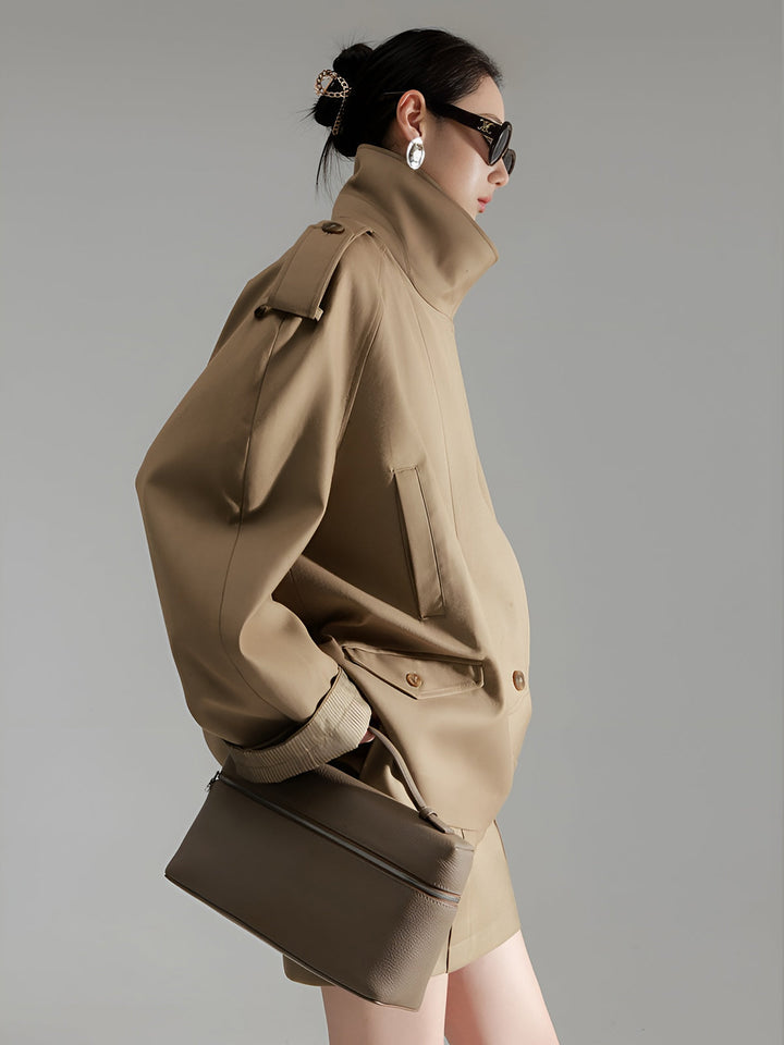 Casual Asymmetrische Trenchcoat Met Revers