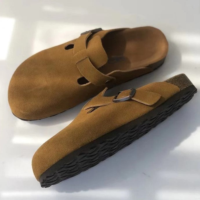 Boston uniseks klompen in denim met verstelbare gesp | Comfort & tijdloze stijl