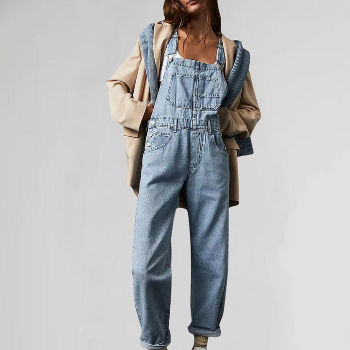 Valeria denim jumpsuit voor dames Comfortabel eendelig pak in een trendy look voor werk en vrije tijd