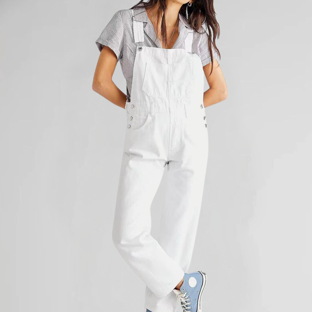 Valeria denim jumpsuit voor dames Comfortabel eendelig pak in een trendy look voor werk en vrije tijd