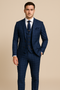 Marineblauw geruit luxe pak slim fit met inkeping
