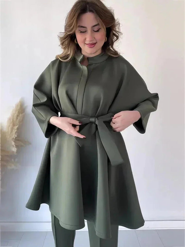 Co-Ord Lange Mouw Set | Gebonden Taille, Broek Set, Tweedelige Set voor Vrouwen, Veelzijdig & Elegant