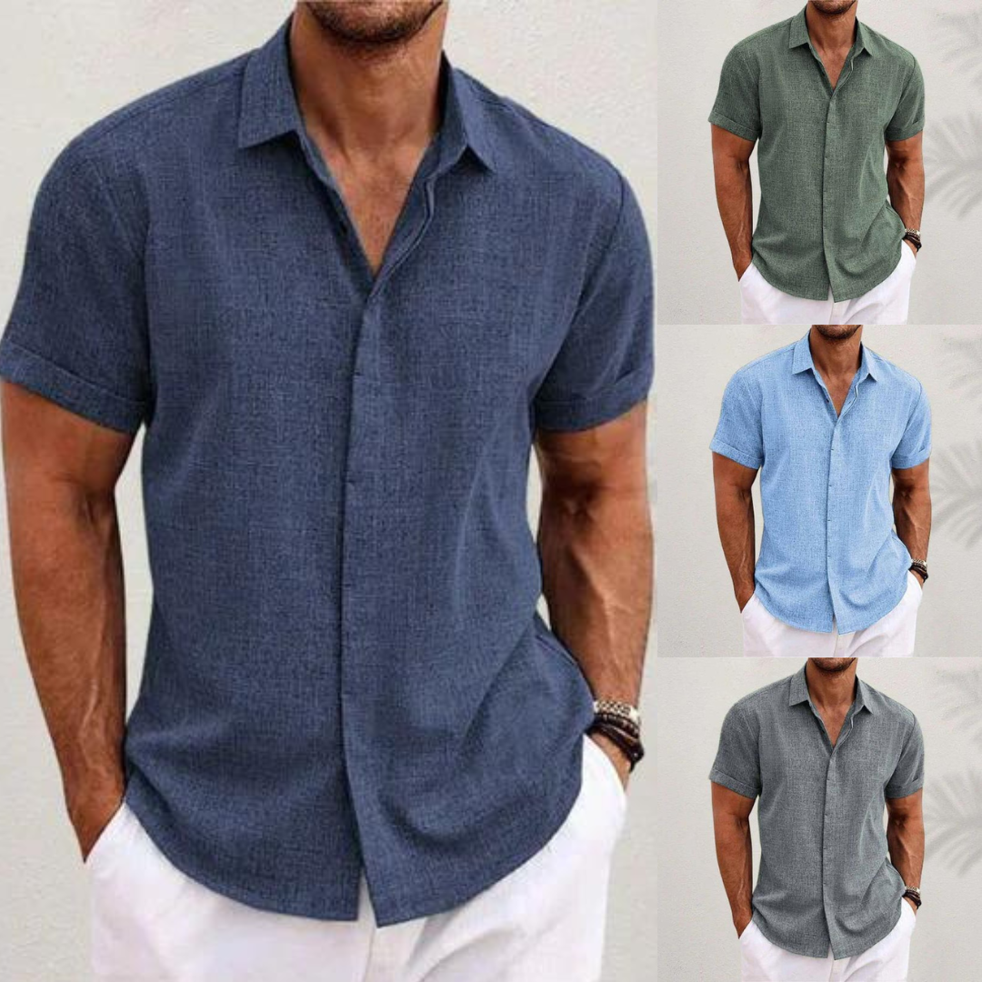 Elion Linnen Heren Overhemd | Ademend Zomershirt met Tijdloze Stijl & Comfort