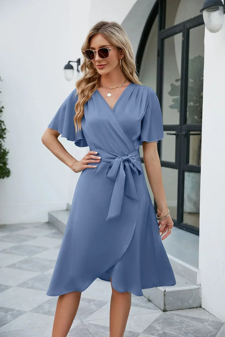 Noé Wikkeljurk | Elegante V-Hals & Strikdetail voor Casual & Formele Gelegenheden