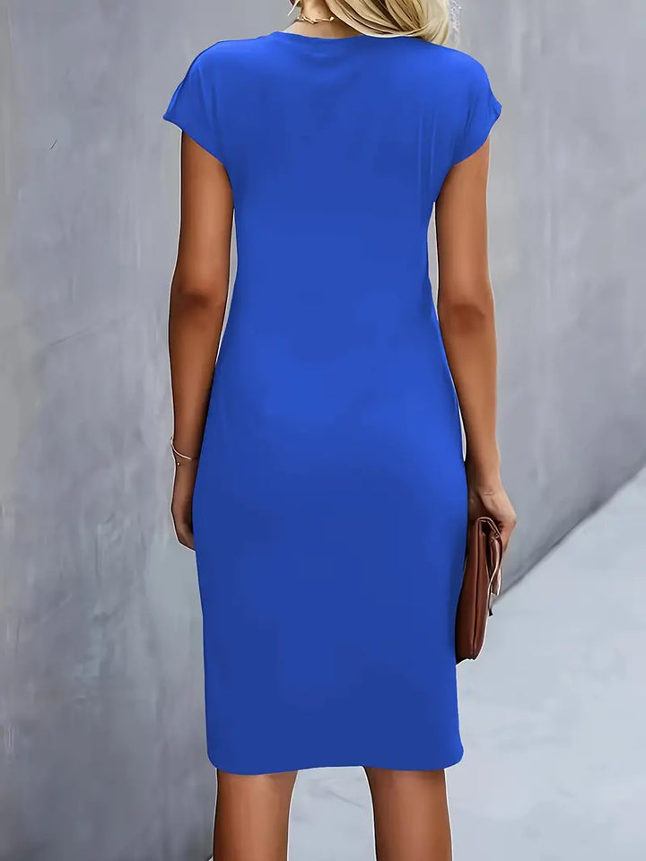 Katrien dames midi-jurk met ronde halslijn | Elegant, nauwsluitend & veelzijdig voor evenementen