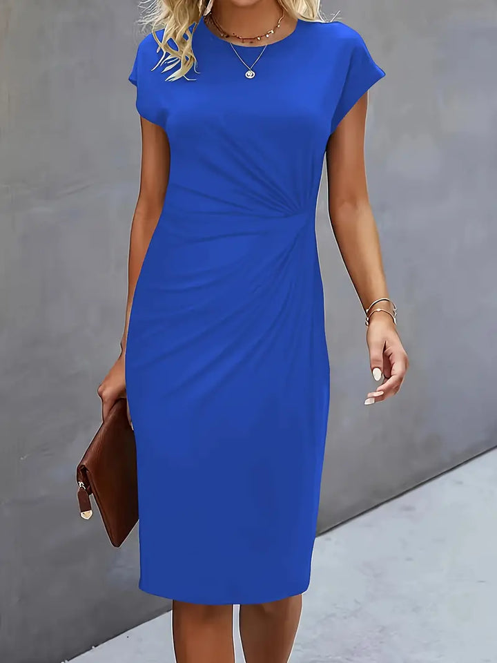 Katrien dames midi-jurk met ronde halslijn | Elegant, nauwsluitend & veelzijdig voor evenementen
