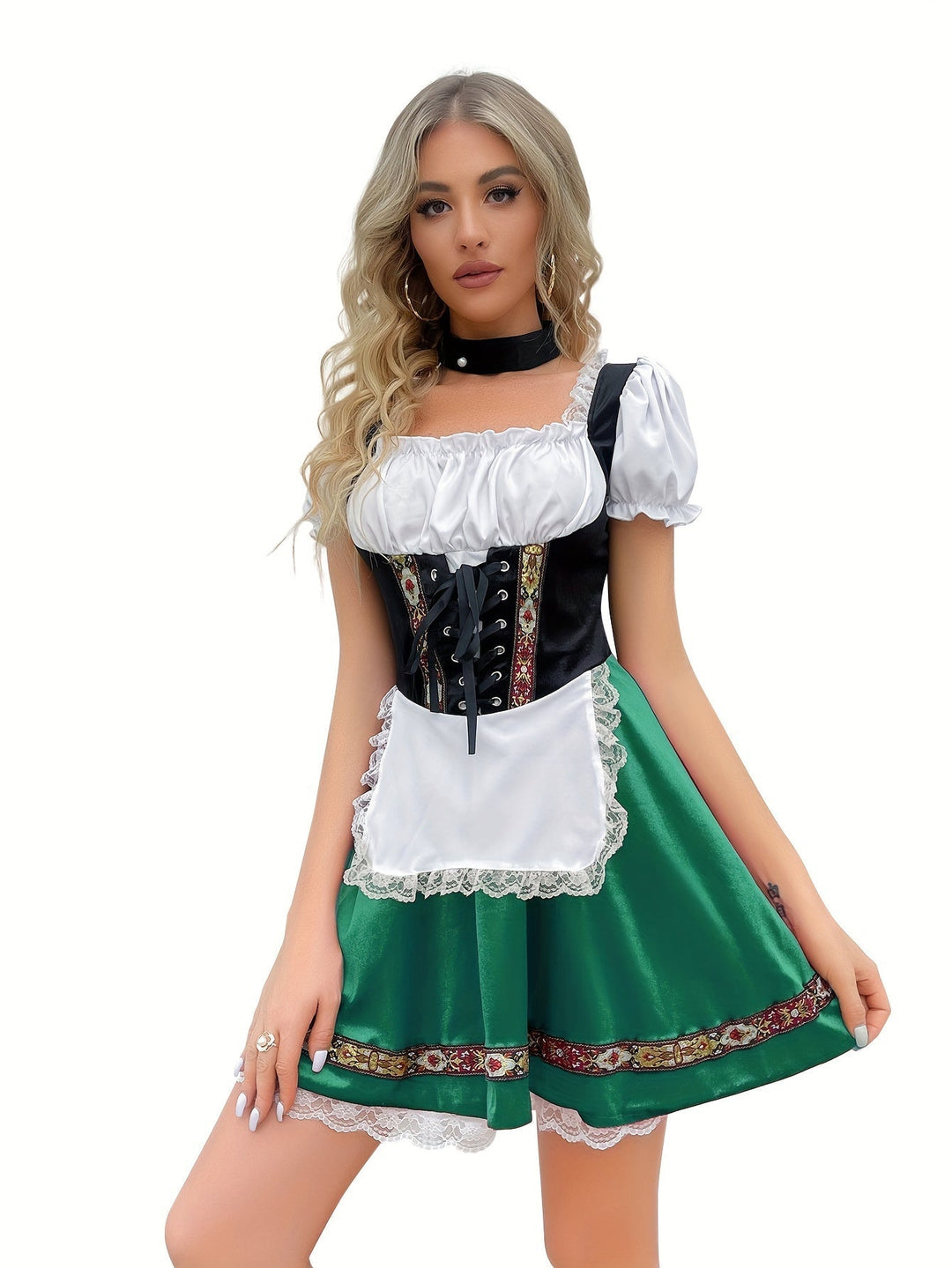 Sascha - Elegante Oktoberfest dirndl dames jurk met vierkante hals
