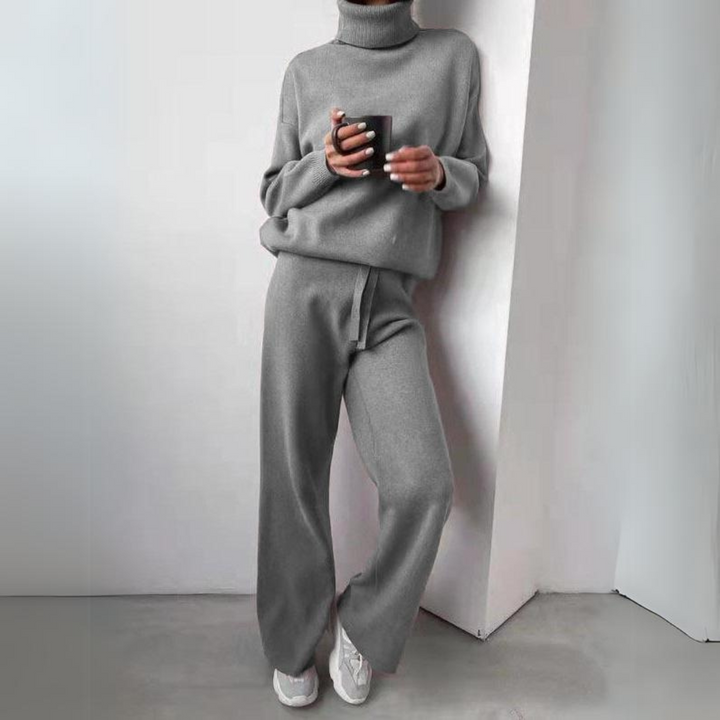Sarah 2-delig Set – Coltrui & Wijde Broek van 100% Katoen | Stijlvol & Comfortabel voor Koele Dagen