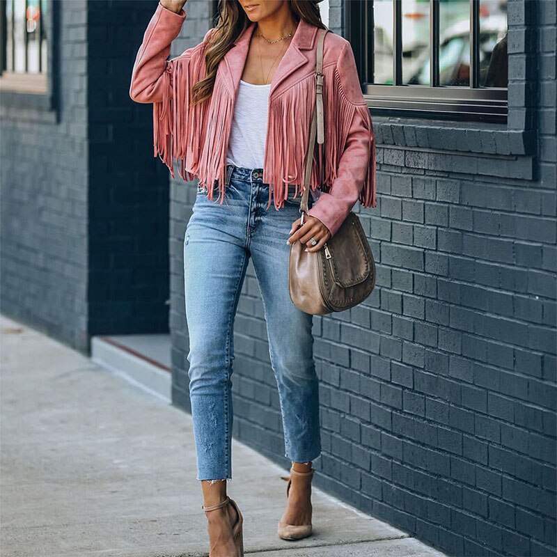Noa jasje met franjes in suède-look voor dames Western jasje met moderne snit & boho stijl
