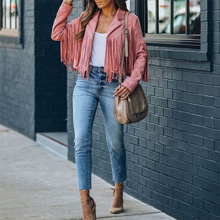 Noa jasje met franjes in suède-look voor dames Western jasje met moderne snit & boho stijl