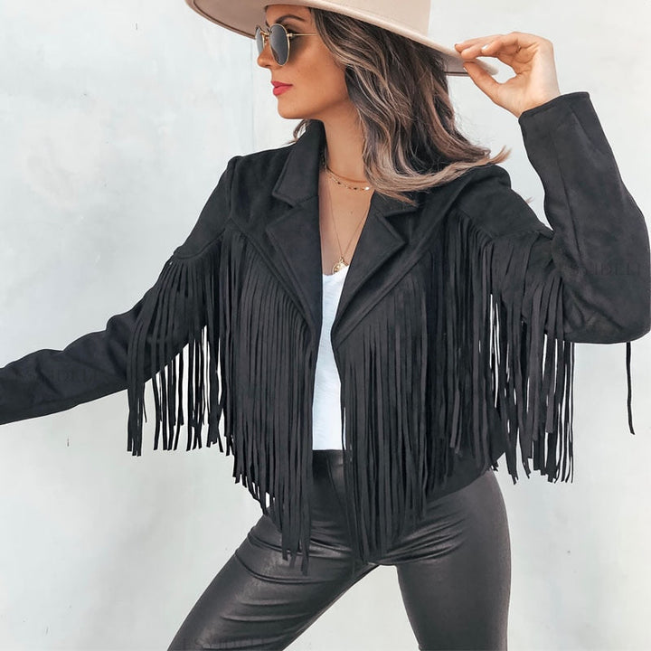 Noa jasje met franjes in suède-look voor dames Western jasje met moderne snit & boho stijl