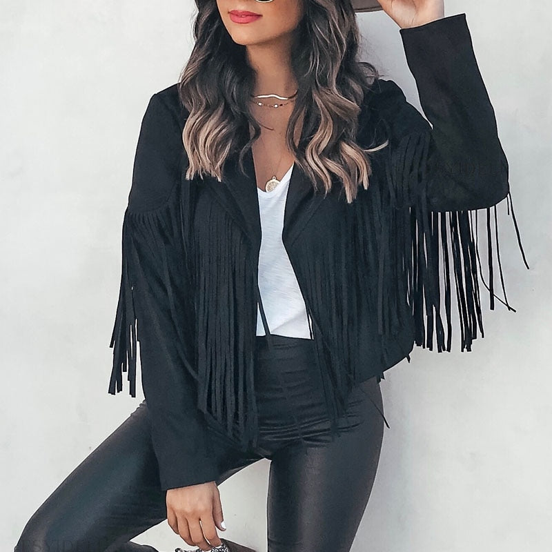 Noa jasje met franjes in suède-look voor dames Western jasje met moderne snit & boho stijl