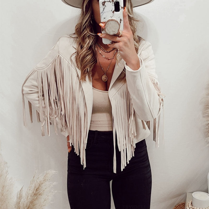 Noa jasje met franjes in suède-look voor dames Western jasje met moderne snit & boho stijl