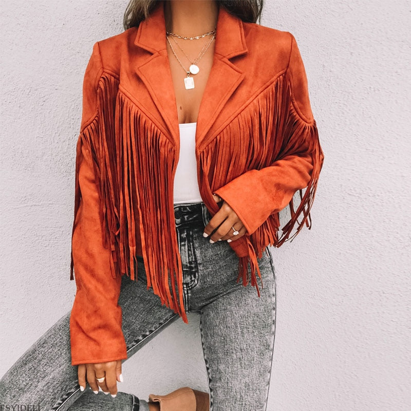 Noa jasje met franjes in suède-look voor dames Western jasje met moderne snit & boho stijl