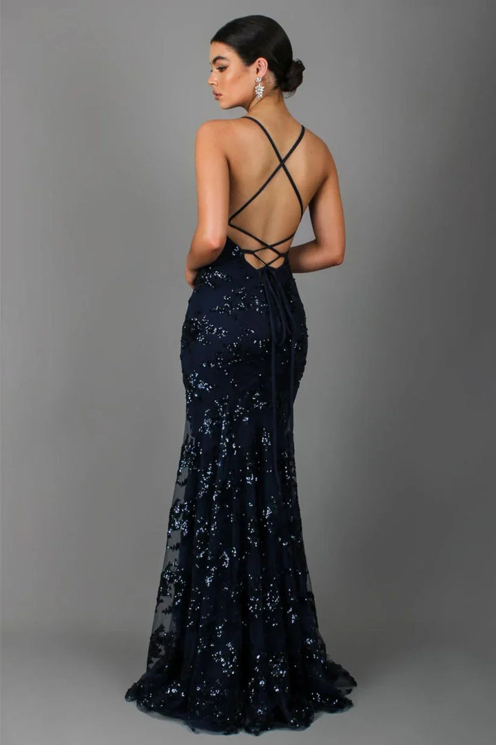 Avondjurk met Glitterapplicaties in Aansluitend Model voor Elegantie en Glamour