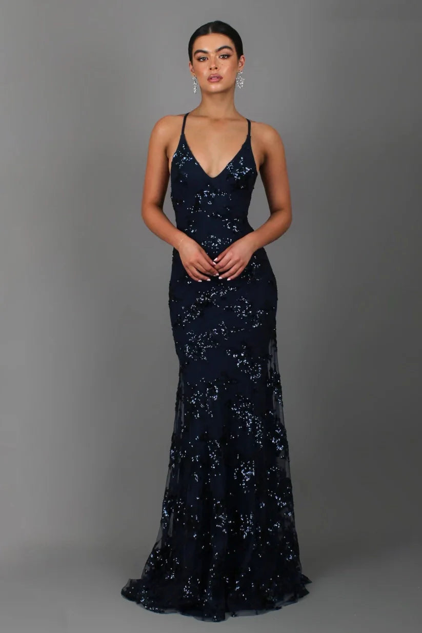 Avondjurk met Glitterapplicaties in Aansluitend Model voor Elegantie en Glamour