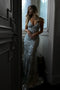 Avondjurk met Glitterapplicaties in Aansluitend Model voor Elegantie en Glamour
