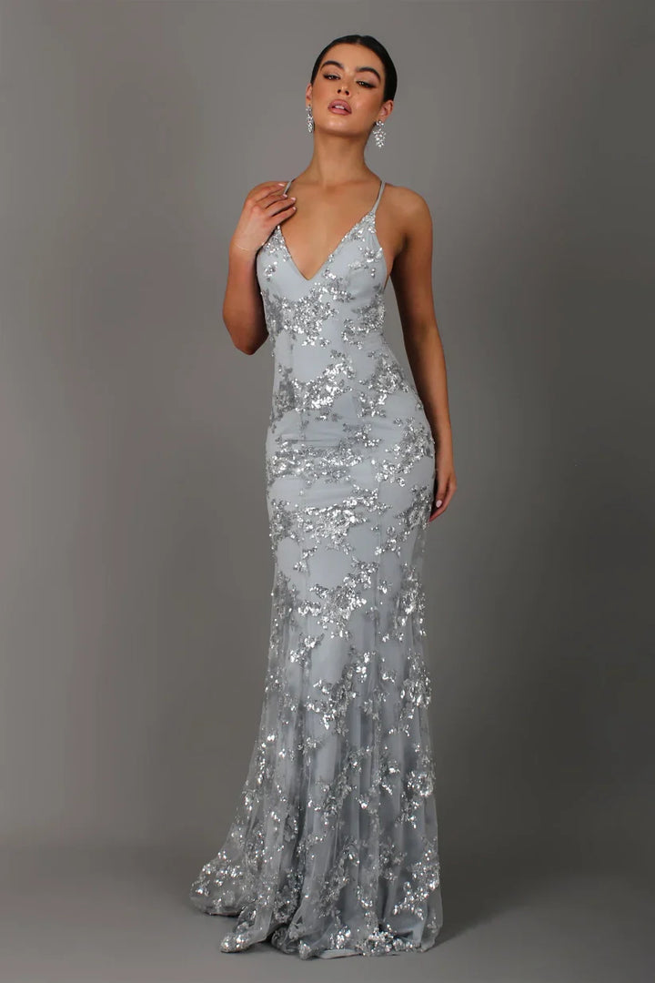 Avondjurk met Glitterapplicaties in Aansluitend Model voor Elegantie en Glamour