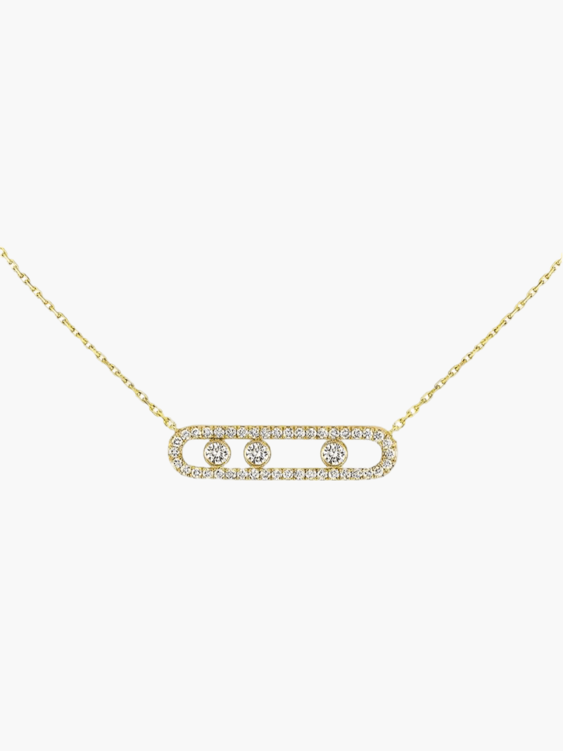 Ester Aurora halsketting met bewegende diamanten - elegant, verfijnd & tijdloos