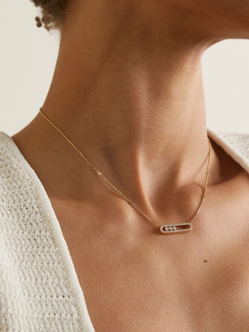 Ester Aurora halsketting met bewegende diamanten - elegant, verfijnd & tijdloos
