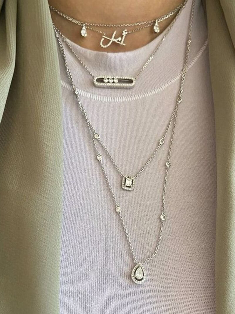Ester Aurora halsketting met bewegende diamanten - elegant, verfijnd & tijdloos