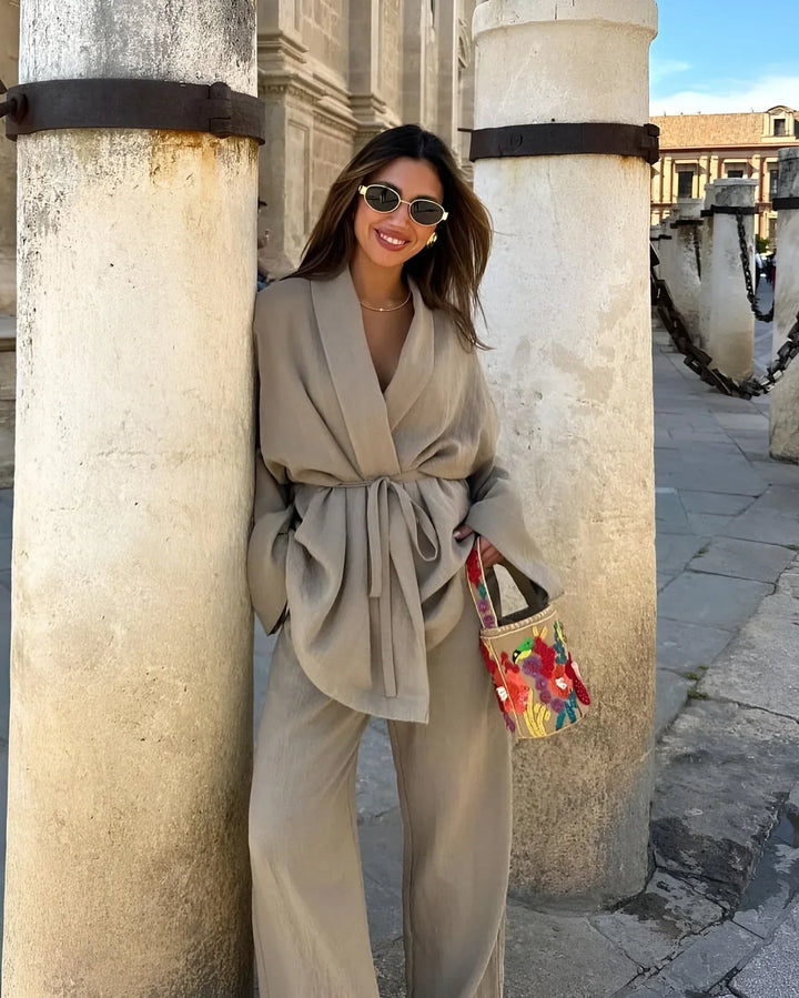 Nalani linnen kimono set voor vrouwen | Luchtig, elegant & veelzijdig voor lente en zomer