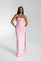 Serena maxi jurk voor dames Strapless avondjurk met strik & split in Cavalli stretch