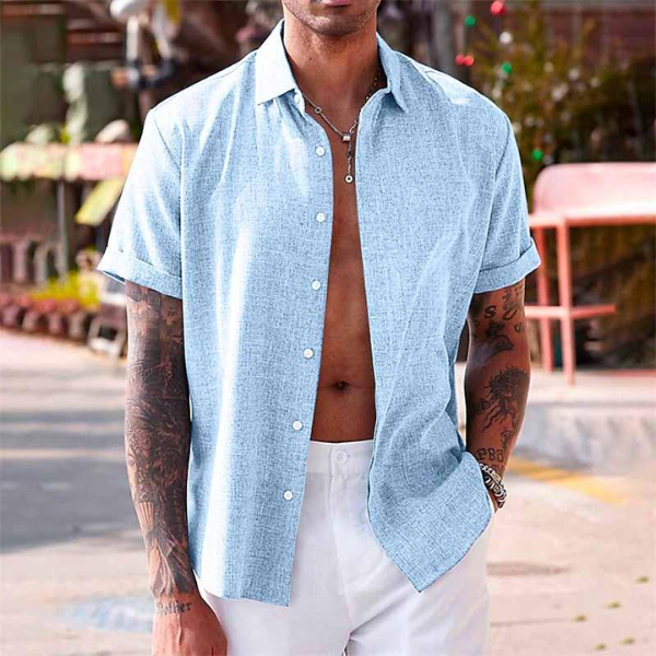 Elion Linnen Heren Overhemd | Ademend Zomershirt met Tijdloze Stijl & Comfort