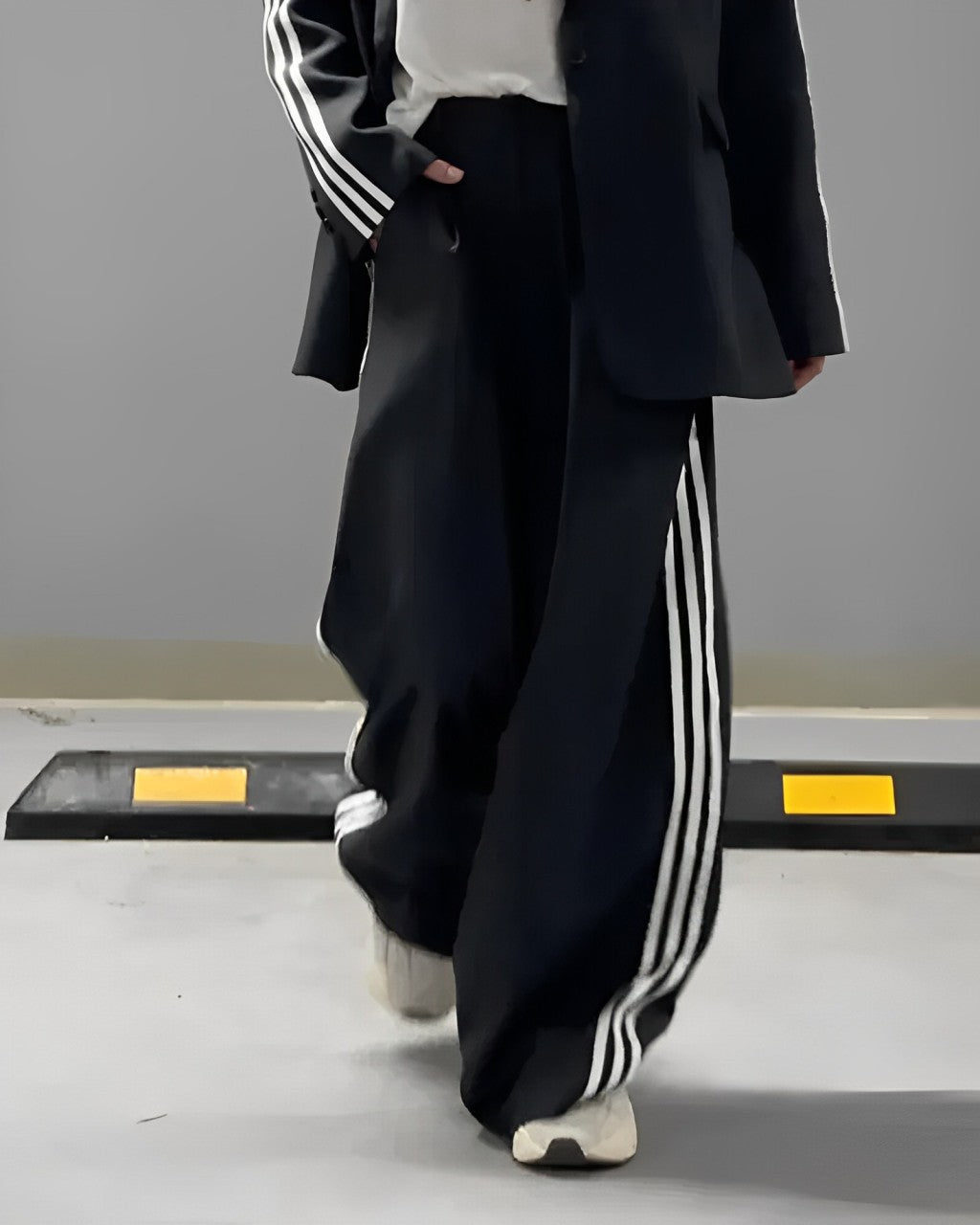Gestreepte Blazer en Wijde Broek - Tweedelige Set